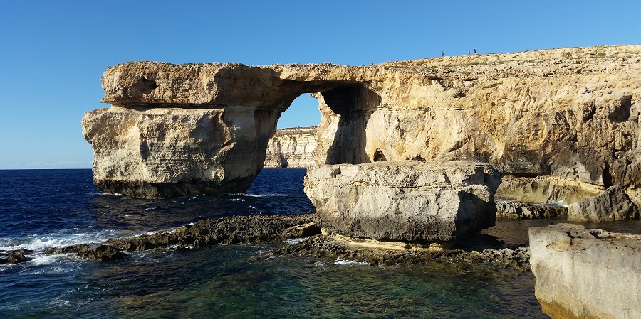 Ventana Azul, Gozo (Malta) antes de derrumbarse por el temporal (septiembre de 2015)